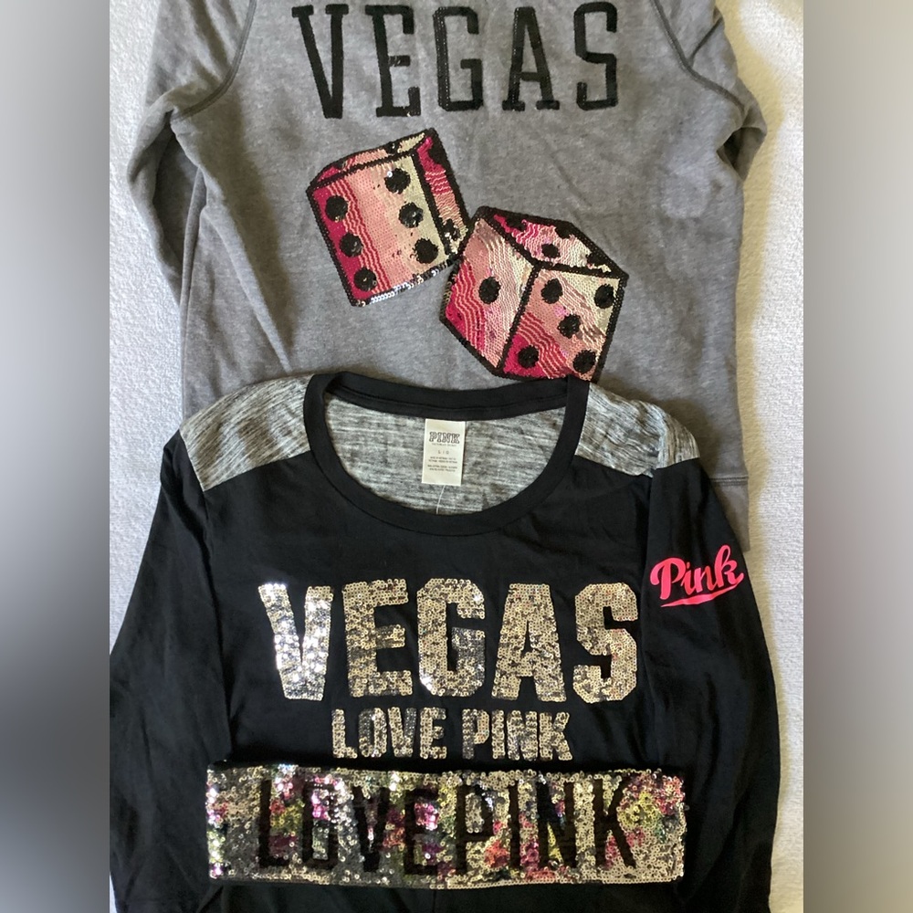 Victoria’s Secret LOVE PINK BLING Ombré Vegas Hoodie Jacket Shirt Leggings L NWT